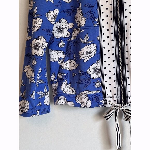 Susan Graver Womens Floral Jacket Size Small Blue Cottagecore Lightweight Casual - Picture 3 of 10